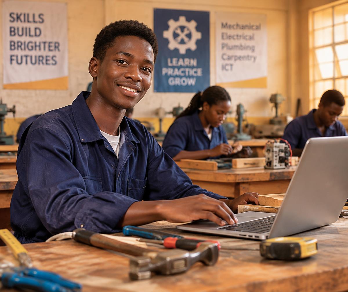 Young person in vocational skills training